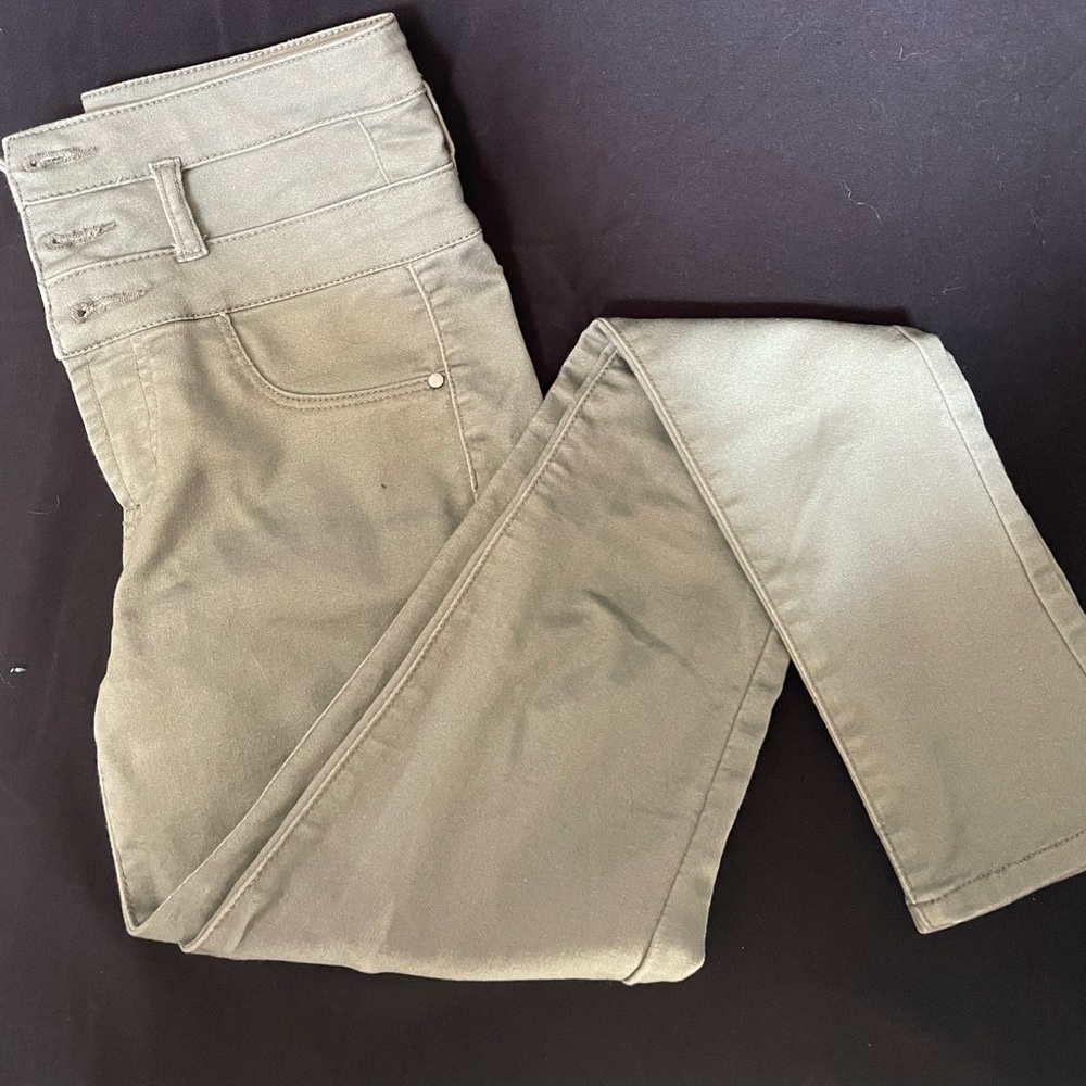High waisted green jeans